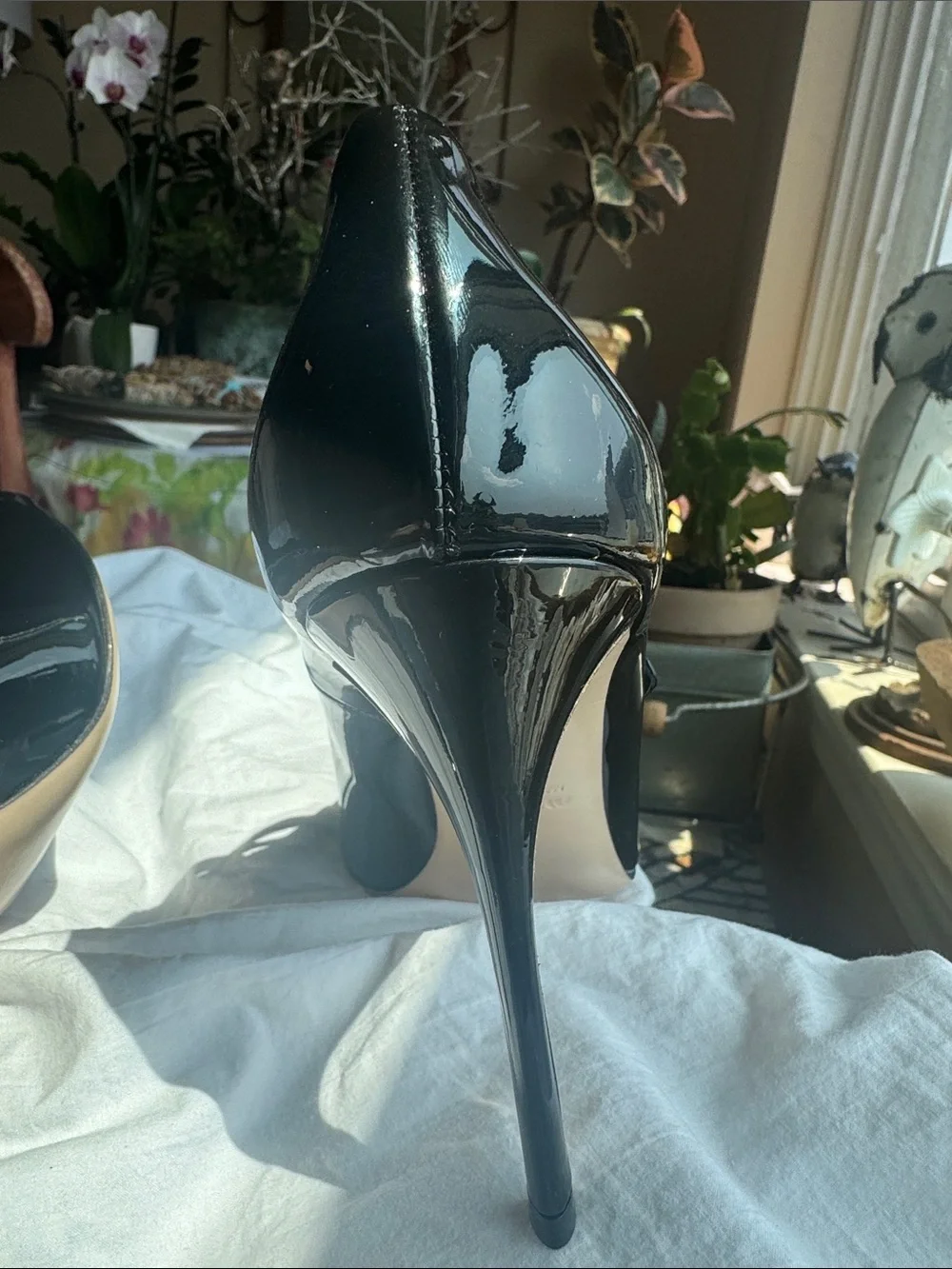 Miu Miu Black Patent Leather Mary Jane Peep-Toe Heels with Double Straps